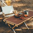 Table Mat Camping Wood Roll Table Mat Pu Leather HeatResistant Wooden
