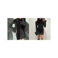 thumbnail image 2 of FOCUSNORM Robe Courte Garçon pour Femmes, Fleur 3D, Manches Longues, Col Ras du Cou, Couleur Unie, Mini-Robe, Robe de Sortie, 2 of 7