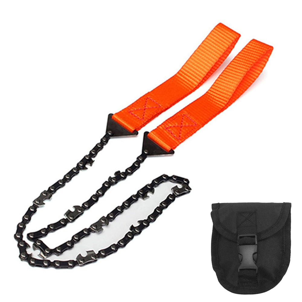 Survival Pocket Chainsaw Outdoor Folding Hand Saw Gear Portable Emergency Pouch 