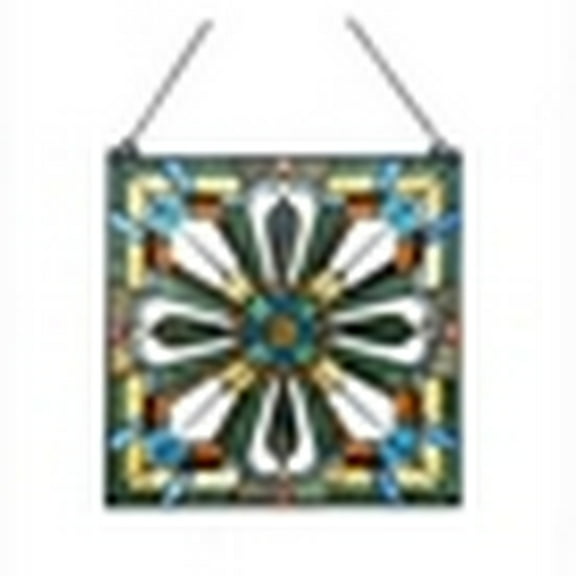 CHLOE Lighting ARCHIE Mission-Style Stained Glass Window Panel 20" Wide