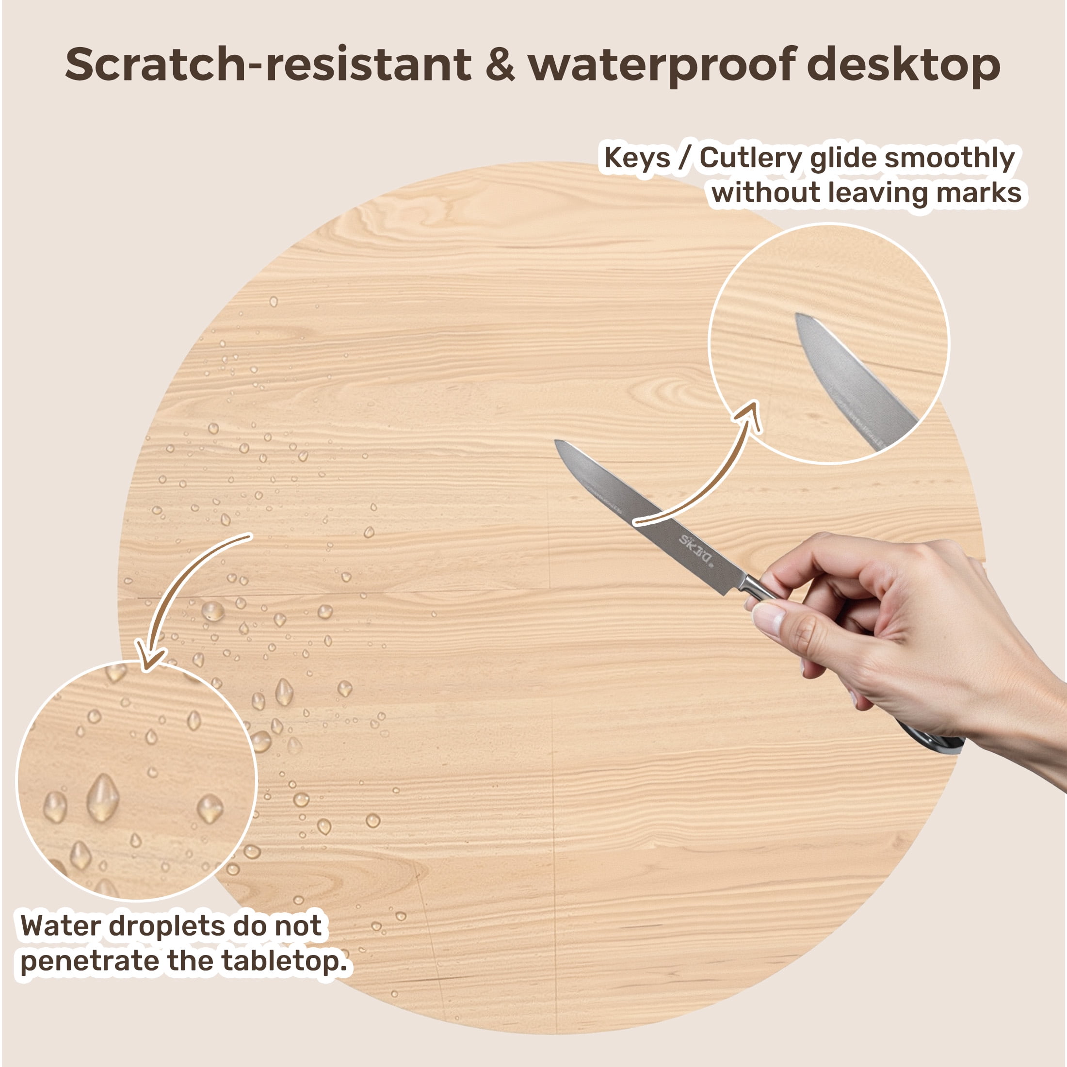 Hawsaiy 31.5" Round Dining Table for 2 with Sliding Door Storage Base, Space-Saving Waterproof Scratch-Resistant Wood Top, Modern Farmhouse Kitchen Table, Natural
