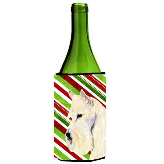 Scottish Terrier Candy Cane Holiday Christmas Wine bottle sleeve Hugger