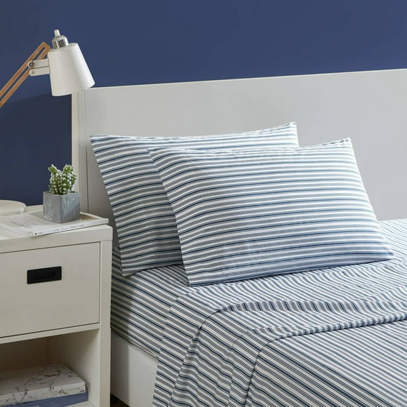 Juego de sábanas Nautica Coleridge Stripe Blue 100% algodón percal