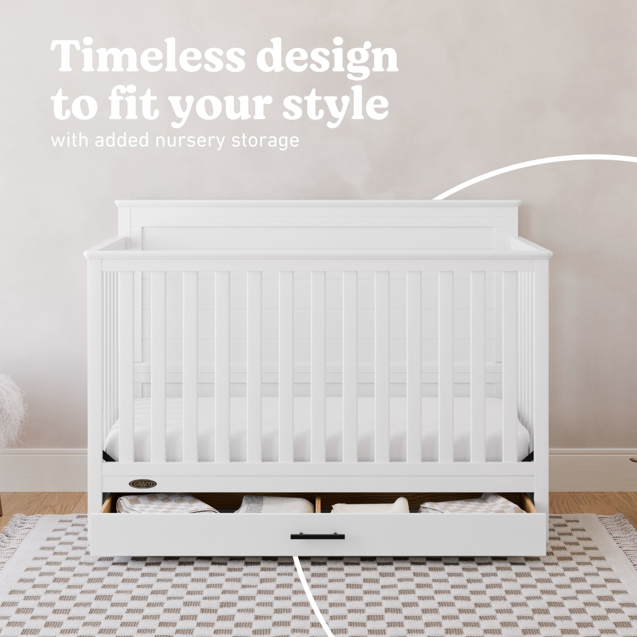 Graco Tristan Convertible Crib With Drawer - White