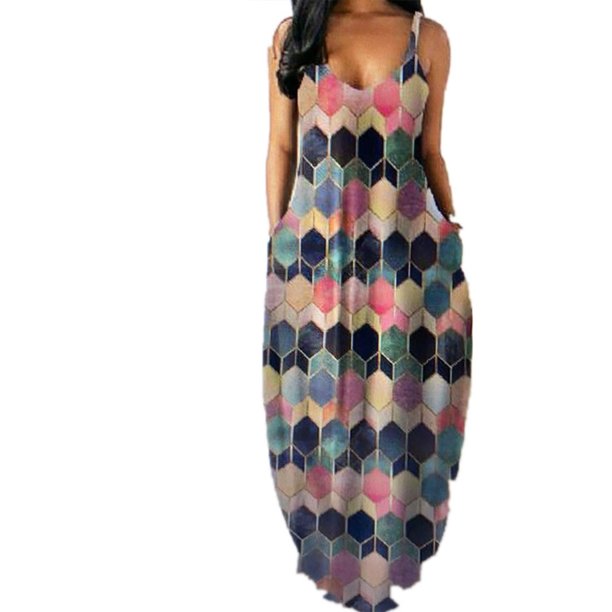 Eyicmarn Eyicmarn Women V Neck Maxi Dress Sleeveless Halter One Piece Spaghetti Strap Plus Size Gradient Sundress Walmart Com Walmart Com