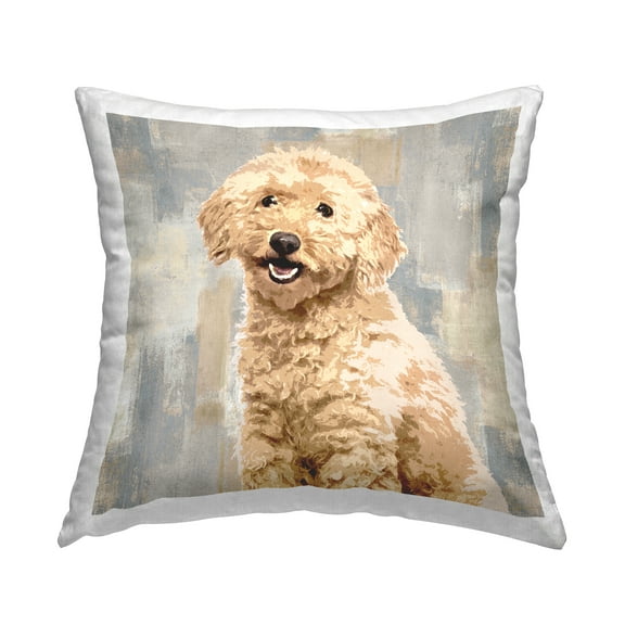 Stupell Industries Smiling Labradoodle Dog Patchwork Pattern Contemporary Beige,18 x 7 x 18 Decorative Pillows