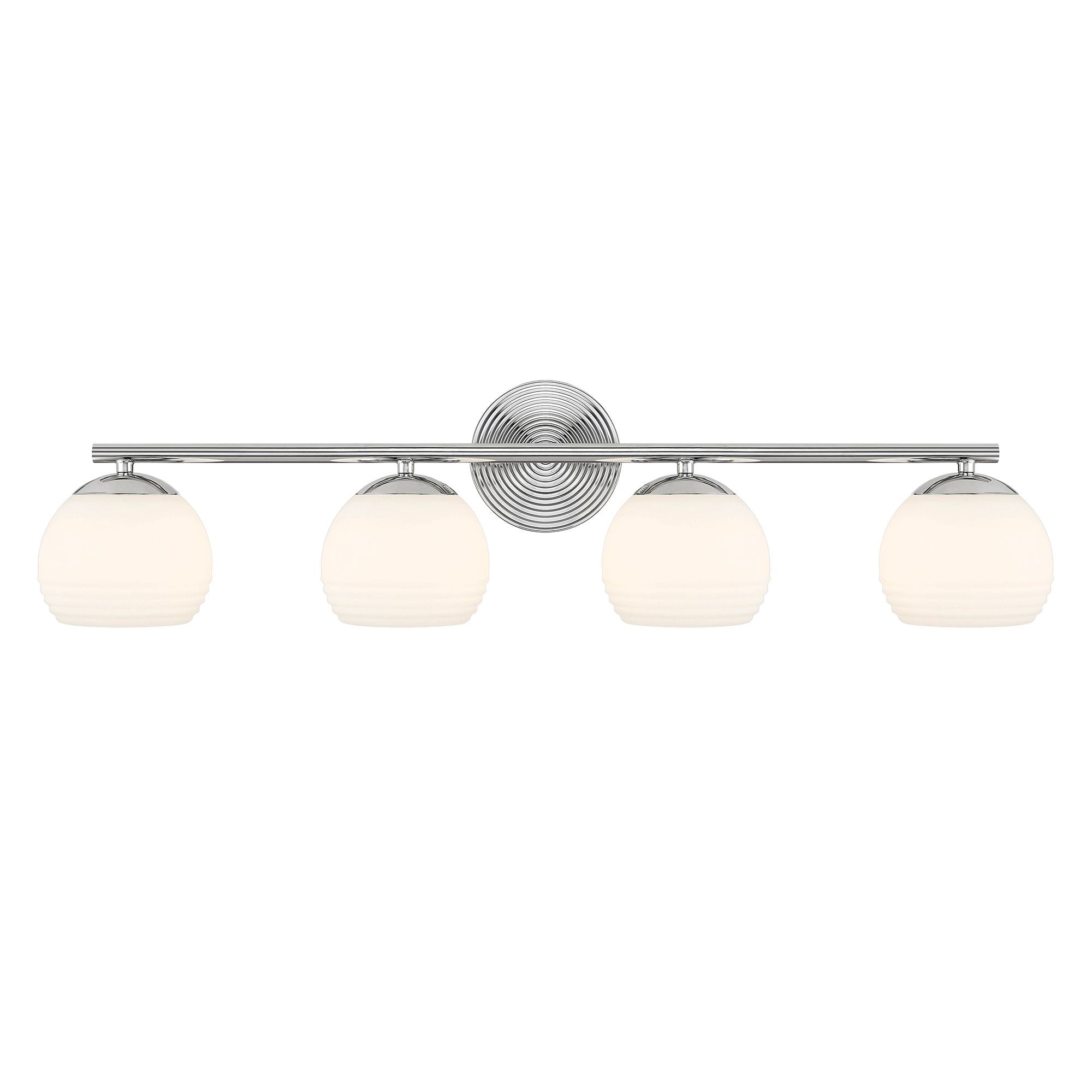 Open Box Designers Fountain Moon Breeze 4 Light Polished Nickel Bathroom Vanity Light Fixture, D251H-4B-PN