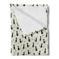 thumbnail image 2 of Cats Soft Flannel Fleece Throw Blanket, Repetitive Animal Pattern with Spiral Motifs Meow Purr Kittens, Cozy Plush for Indoor and Outdoor Use, 60" x 80", Black and Eggshell, by Ambesonne, 2 of 5