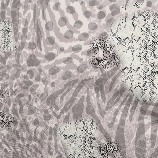 oneOone Polyester Spandex Light Gray Fabric Animal Skin Sewing Material Print Fabric By The Yard 56 Inch Wide