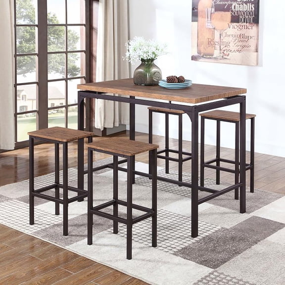 Dining Sets Weathered Chestnut and Dark Bronze 5-piece Bar Set,Kitchen Sets