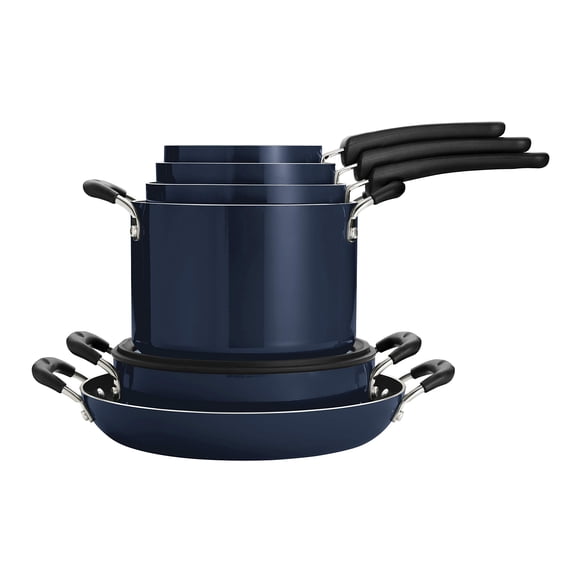 Juego de ollas y sartenes nido Tramontina de aluminio antiadherentes de 11 piezas con tapas - Naval, juego de utensilios de cocina antiadherentes, aptos para lavavajillas y horno