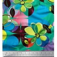 thumbnail image 1 of Soimoi polyester Crepe Fabric Colorful Flowers Clip Art Printed Fabric 1 Yard 42 Inch Wide, 1 of 1