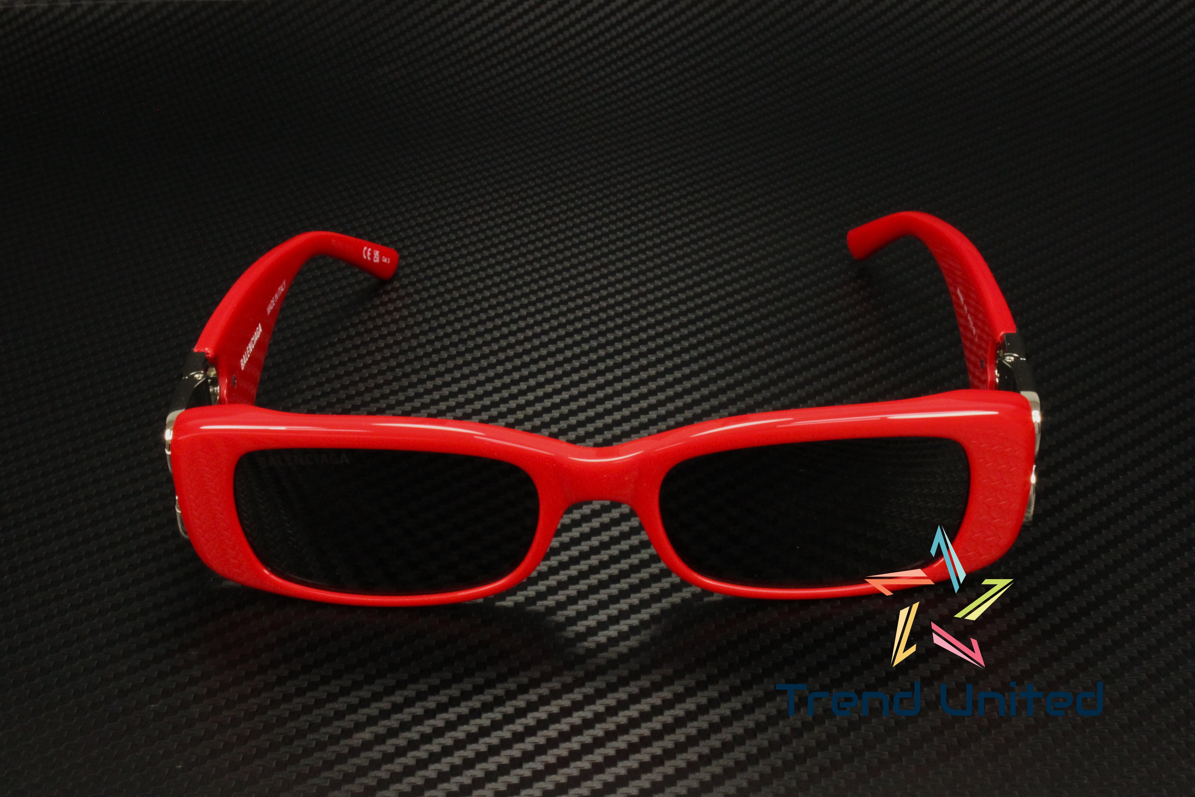 BALENCIAGA BB0096S 015 Rectangular Red Silver Grey 51 mm 