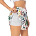 thumbnail image 2 of Bixox Women's Alpaca Flower pattern 2 in 1 Running Shorts - Lightweight Athletic Workout Gym Yoga Shorts Liner with Pockets - Small, 2 of 7