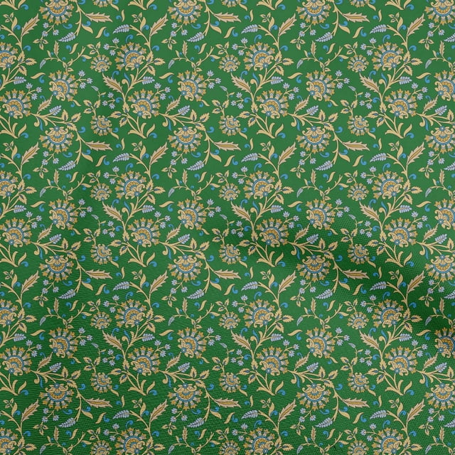 oneOone Rayon Green Fabric Asian Suzani Sewing Craft Projects Fabric Prints By Yard 56 Inch Wide