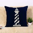 thumbnail image 3 of Rurpali Set of 4 Linen Throw Pillow Cover 16x16 Inch Beach Nautical Coral Reef Sea Fan Navy Blue Sailing Lighthouse Starfish Ocean Home Decor Pillowcase Square Cushion Cover for Sofa Bed Couch, 3 of 5