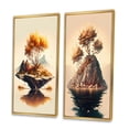 thumbnail image 3 of Designart "Vibrant Bonsai on Rock I" Tree Bonsai Framed Wall Art Set Of 2 - Orange Landscapes Framed Canvas Set For Living Room Decor, 3 of 7
