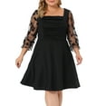 thumbnail image 2 of DARING DIVA Plus Size Square Neck Sheer Ruffle Flowy A-Line Midi Dress 4X Black, 2 of 6