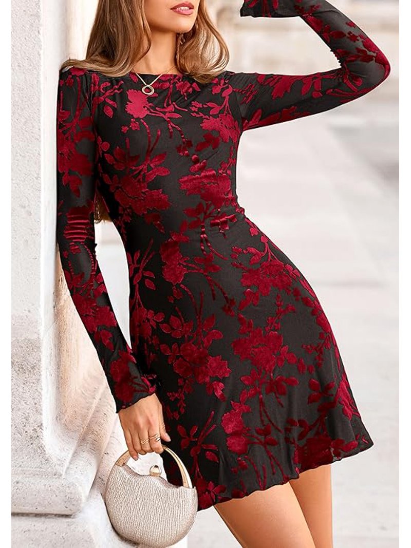 knee length dresses for ladies Modal Square Neck Long Sleeve Mini Dress in White - XXL main image 1