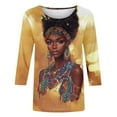 thumbnail image 5 of Womens Tops Plus Size 3/4 Sleeve Crewneck Shirts African Inspired Theme Tops Festival Print Loose Fit Party Casual Outfits, 5 of 5