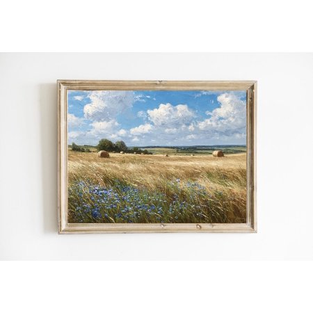 Vintage Hay Field Landscape Cottage Landscape Vintage Countryside Decor Poster Farmhouse Kitchen Decor Poster E1073, Unframed Poster Size 8x12 F03.1.18l824