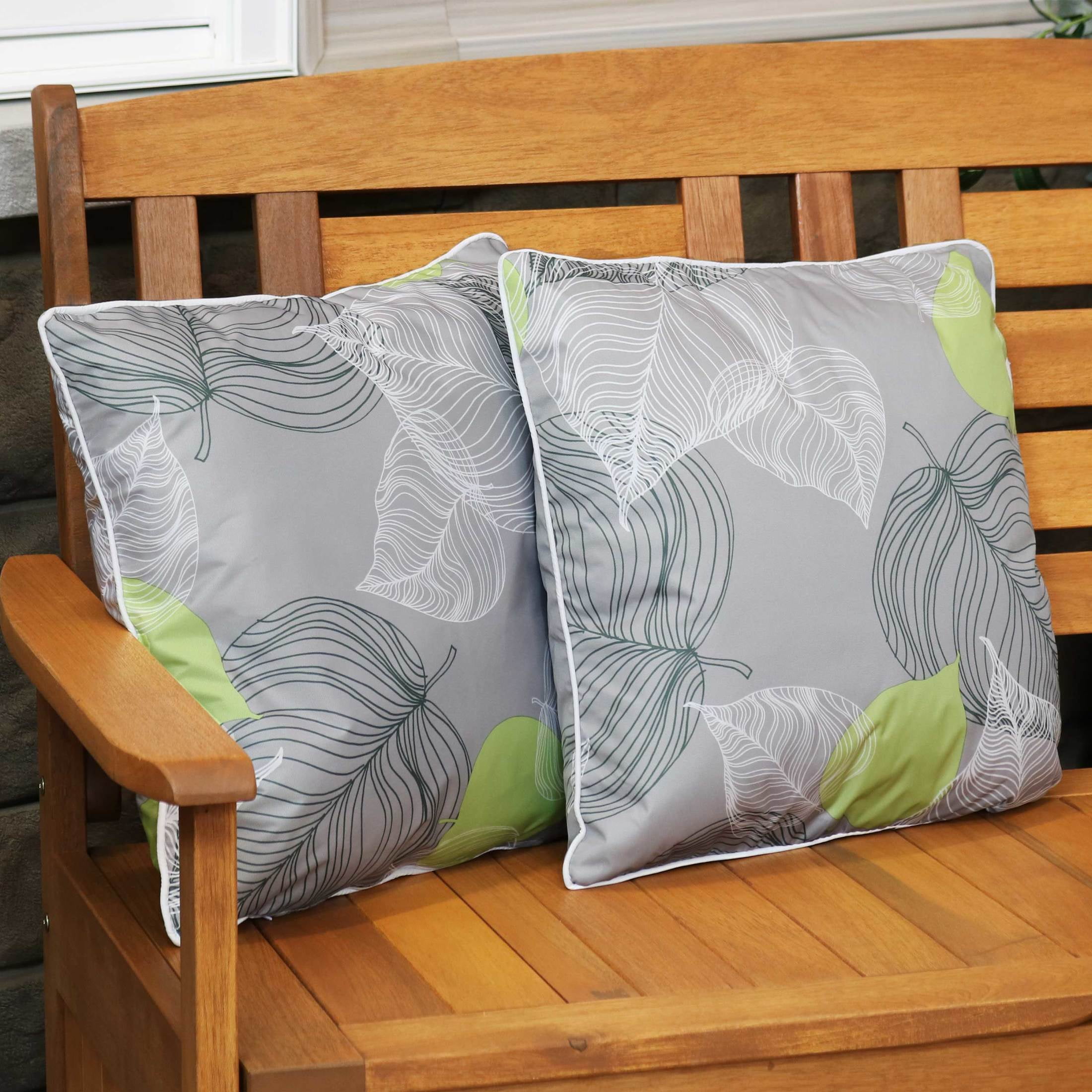 Sunnydaze 16" x 16" Lush Foliage Polyester Square Outdoor Throw Pillows, 2 Count
