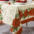 thumbnail image 5 of Christmas Jacquard Rectangle Tablecloth 60 x 84 Inch - Winter Xmas Red Poinsettia Table Cloth, Heavy Weight Vintage Damask Fabric Table Cover for Holiday, Party, Dinner Decor, 5 of 8