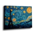 thumbnail image 3 of Van Gogh Starry Night Eiffel Tower Canvas Wall Art (Artistic Parisian Tone) Ready to Hang for Living Room, 3 of 8