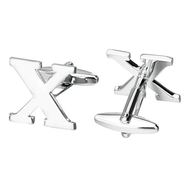 Gemelos Iniciales de Tono Plateado para de Bodas para Hombres - Gemelos con Letras Del X