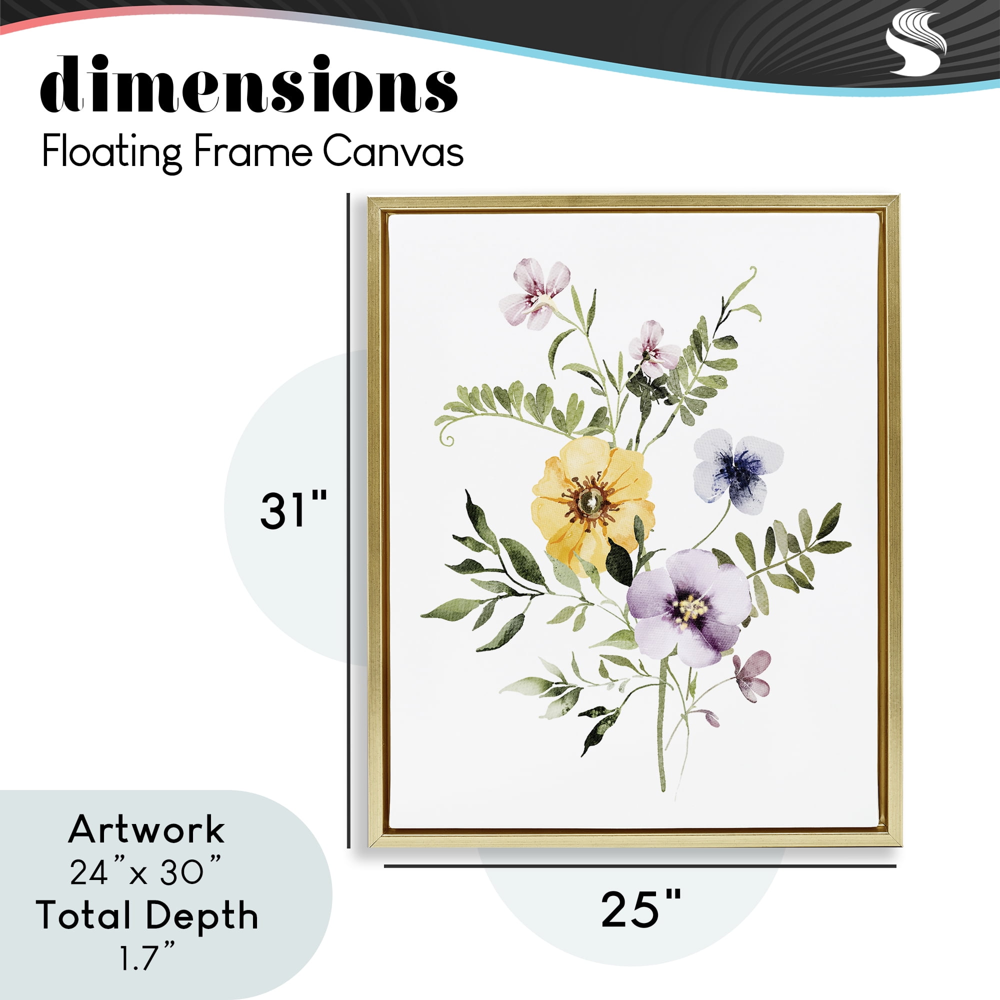 Garden Herbs Blooming Gold Framed Floater Canvas Wall Art, design by Lettered and Lined