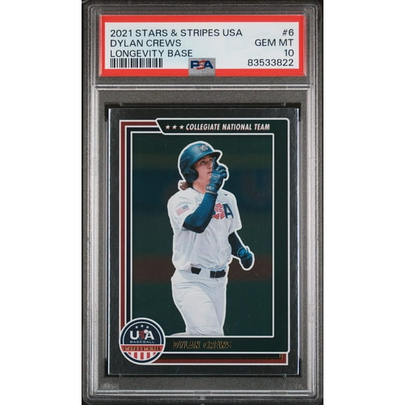 Graded 2021 Panini Stars Stripes USA Dylan Crews #6 Longevity Base Rookie RC Baseball Card PSA 10 Gem Mint
