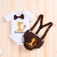 thumbnail image 5 of IBTOM CASTLE Infant Baby Boys Wild One First Birthday Outfit Bowtie Romper+Suspenders+Pants+Headband Cake Smash Clothes Set, 4-Piece, 5 of 11