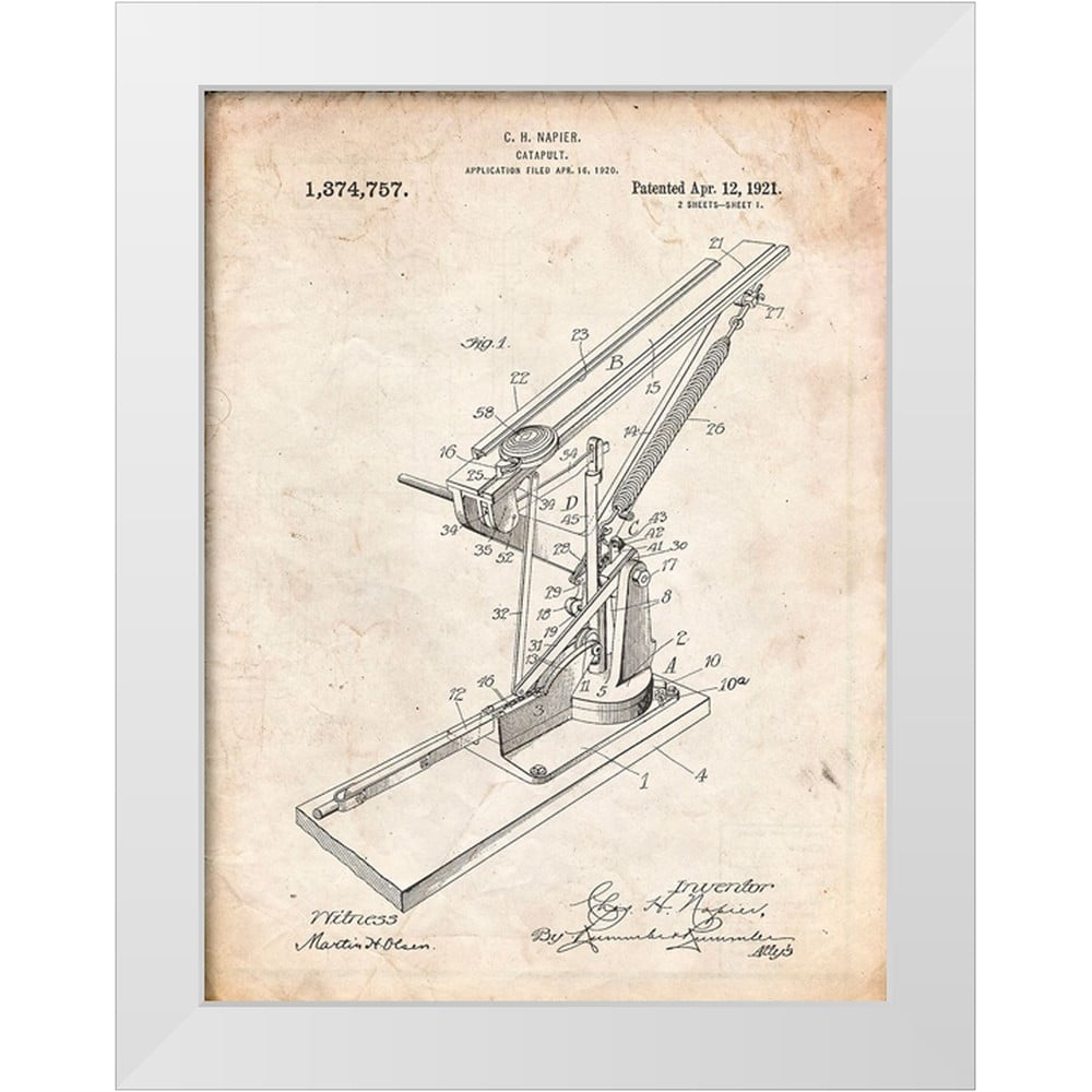 Borders Cole 15x18 White Modern Wood Framed Museum Art Print Titled - PP284-Vintage Parchment Clay Skeet Thrower