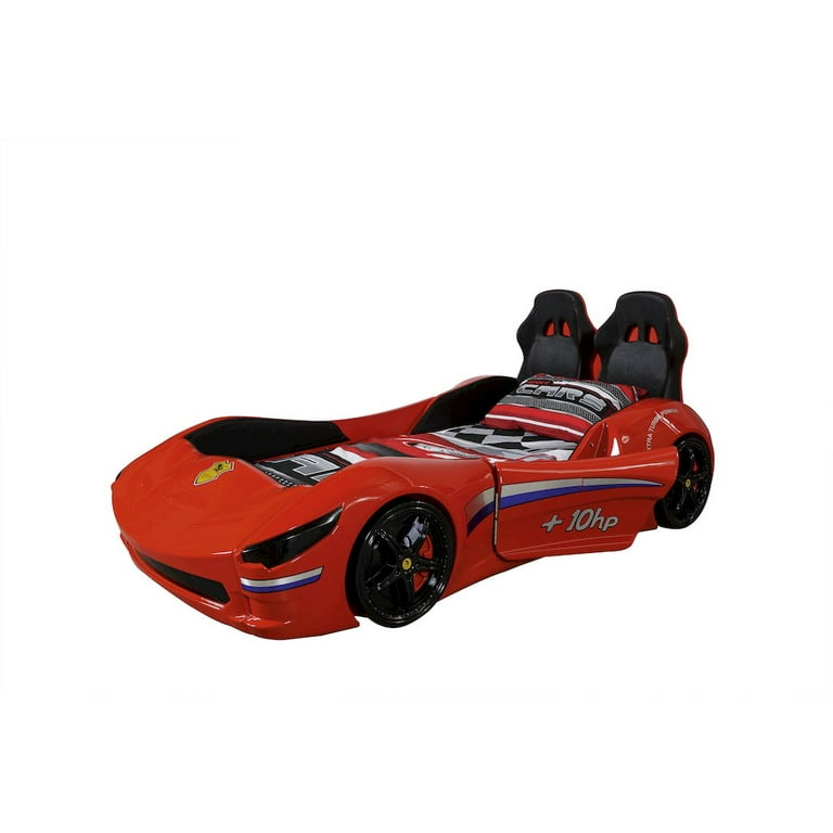 Titi Racer Modern Wood Cabrio Twin Race Car Bed with Remote