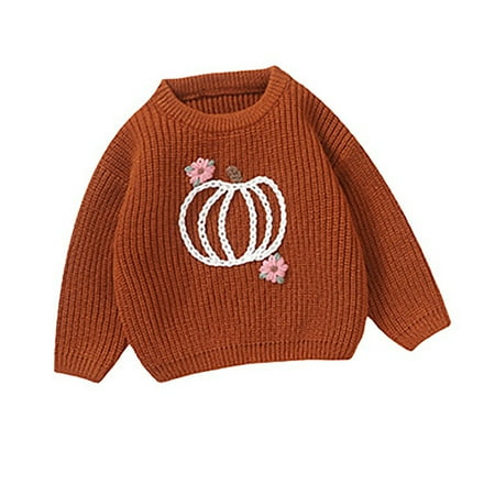 

WUXIAN Toddler Kids Baby Girl Boy Cute Long Sleeve Pumpkin Knitted Sweater Pullover Tops Autumn Outfits Leisure Comfort Clothing