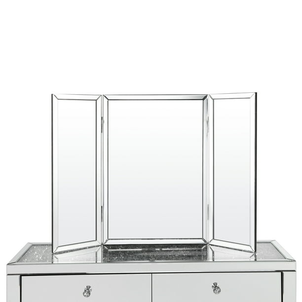 Zahara Trifold Tabletop Vanity Mirror Free Standing Wall Mount Large Small Inspired Home Com Zahara Trifold Tabletop Vanity Mirror, Large Tri Fold Bathroom Mirror
