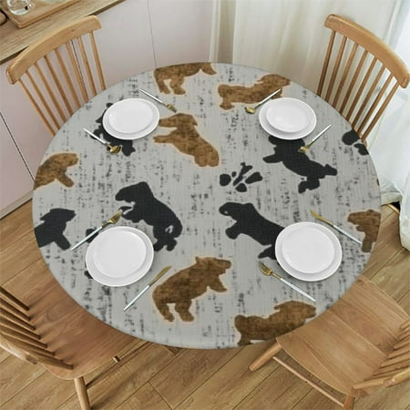 

Autua Dog Bones Paw Print Round Table Cover Stain Resistant 100% Polyester for Indoor Outdoor Kitchen Dining Wedding Parties Picnic Camping 54 -58