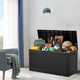 thumbnail image 5 of 100 Gallon Rattan Deck Box, Lockable Waterproof Storage Box for Poolside, Patio, Garden, Home and Balcony - Black, 5 of 9
