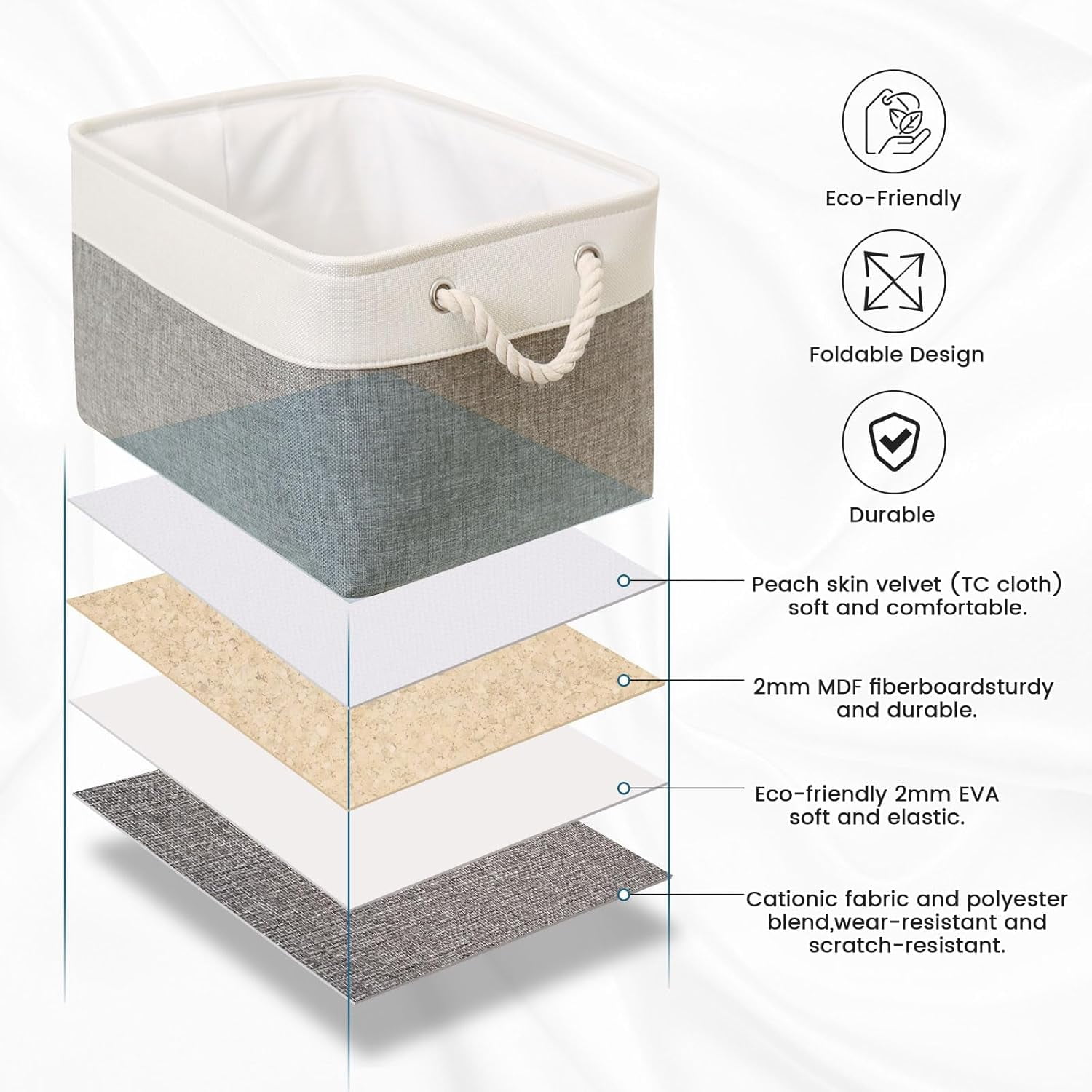 Cube Storage Bins 11x11 Inch, Storage Cube Baskets Fabric Sturdy Basket for Shelves, Storage Boxes with Leather Handle for Shelf Nursery Home Closet Office, 3 Pack
