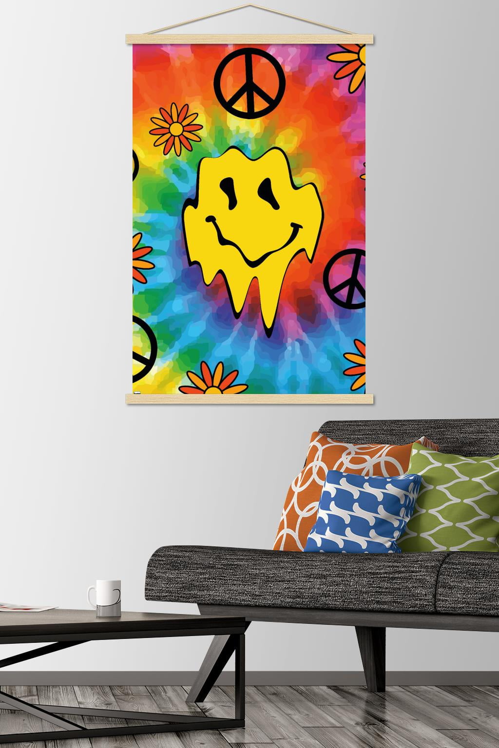 Groovy Melting Smile Face Wall Poster, 22.375