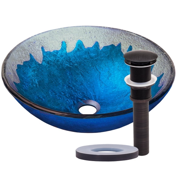 Novatto NOHP-G017ORB Diaccio Ensemble de Lavabo en Verre pour Salle de Bain, Bronze Huilé