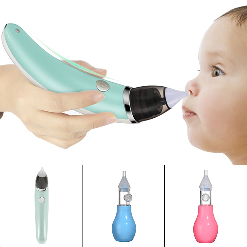 Provides Safe Nose Suction Soft and Powerful Suction Tip Design Gentle Nose Cleaner Extractor for Cold & Flu Baby Vacuum Nasal Aspirator with 2 head nozzles ABS and Silicone Material