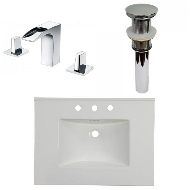 American Imaginations 30.75-in. W 3H8-in. Ceramic Top Set In White Color - Drain Incl. AI-33336