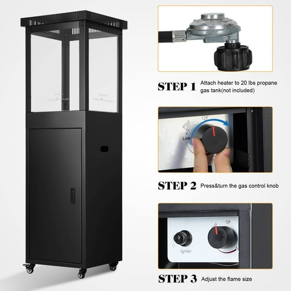 LEDMOMO Sturdy Steel Patio Heater with Smokeless Combustion for Outdoor Use