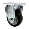 thumbnail image 1 of Polyurethane Top Plate Rigid Caster with 3 Inch Black Wheel - 300 lbs. Capacity Per Caster - Service Caster Brand, 1 of 4