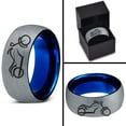 thumbnail image 4 of Tungsten Motorcycle Bike Motor Bicycle Band Ring 8mm Men Women Comfort Fit Blue Dome Brushed Gray Polished, 4 of 4