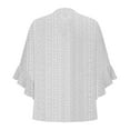thumbnail image 3 of FAIWAD 3/4 Length Sleeve Womens Tops Ruffle Boho Button Down Shirts Loose Dressy Lightweight Eyelet Clothes, 3 of 5