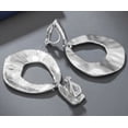 thumbnail image 2 of Clip on 2" shiny silver wide wavy dangle hoop earrings, 2 of 2