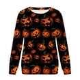 thumbnail image 3 of Women's Halloween Sweatshirts Crew Neck Graphic T Shirts Long Sleeve Pullover Tops Fall Clothes 2025, 3 of 4