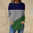 thumbnail image 2 of LAJPXKHY Women Long Sleeve Shirts Oversized Fall Loose Fitted Tops Casual Color Block Comfy Shirt, 2 of 5
